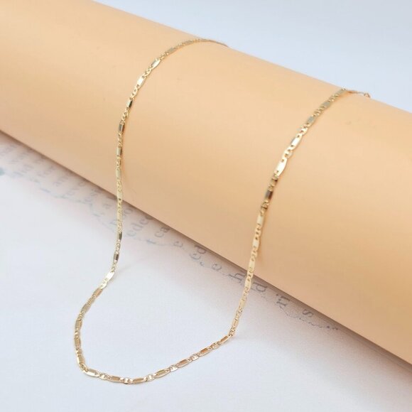 Rose Gold Dainty Box Link Chain Necklace – 45cm / 17.7 Inch Shine, XPNL0023 - Picture 1 of 12